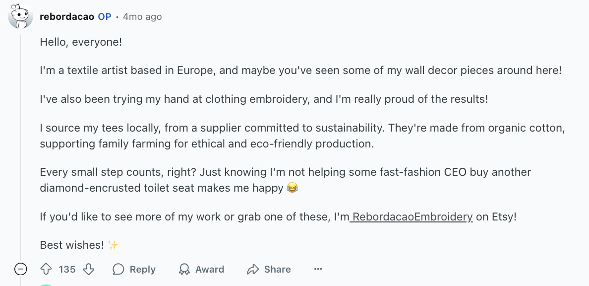 Screenshot of the original Reddit post