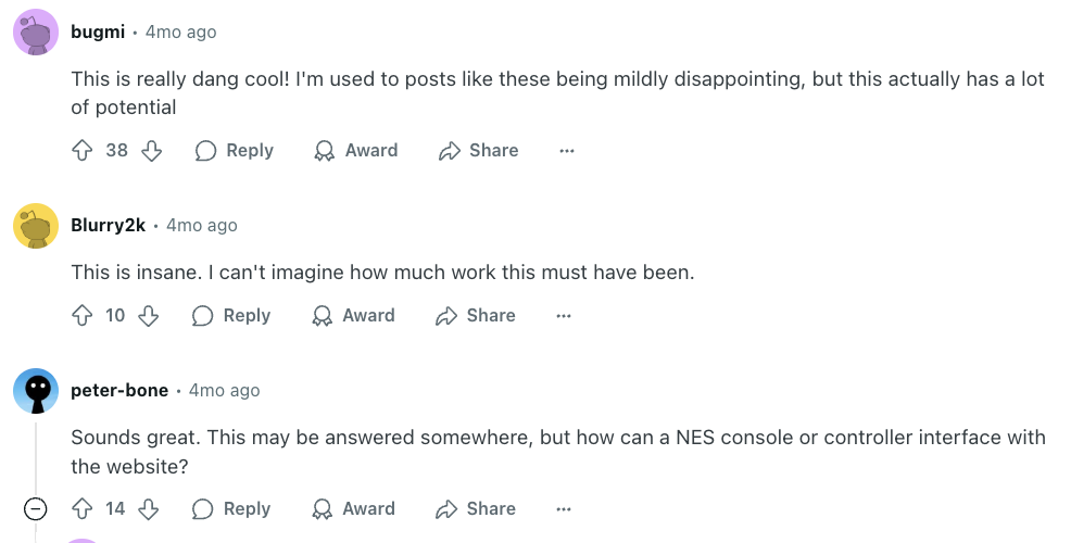 Tetris side project promotion on Reddit
